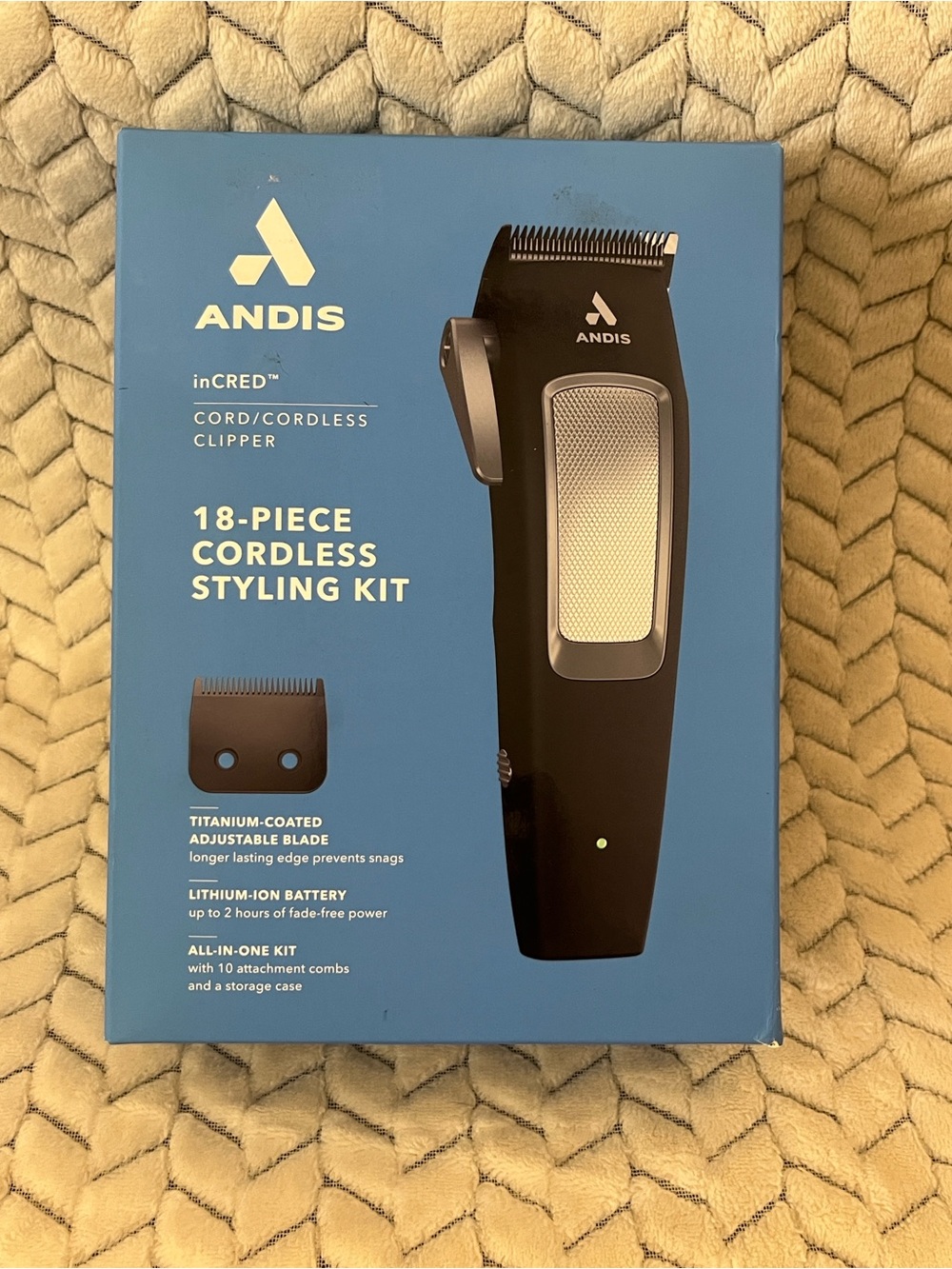 Andis inCRED Cord/Cordless 18-Piece Cordless Styling Kit - Black/Blue